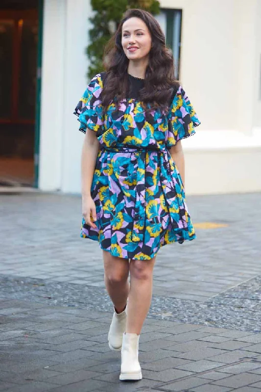 Mini dresses with keyhole necklines Ella Dress Print