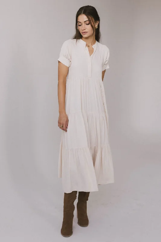 Midi dresses with sheer panels for a touch of allure Amanda Tiered Dress in Cream