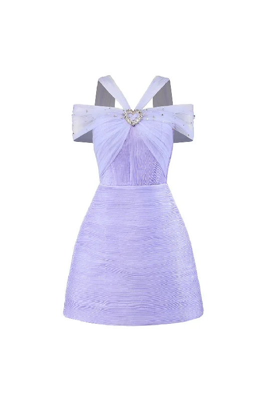 Mini dresses with pleated skirts for a classic look Glintara A-line Cold Shoulder Sleeved Taffeta Mini Dress Mini dresses with pleated skirts for a classic look Glintara A-line Cold Shoulder Sleeved Taffeta Mini Dress
