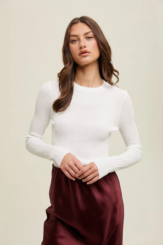 V - Neck Women's Ribbed Wool Sweaters for FallAmelia Top