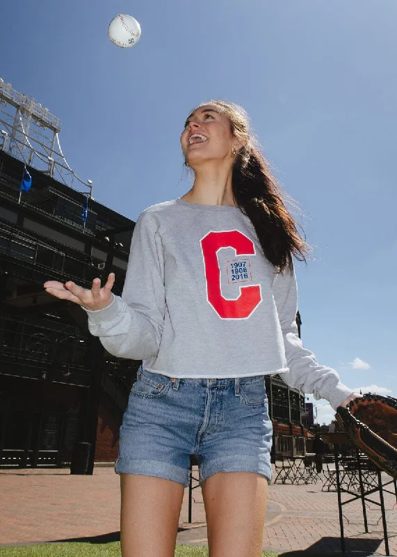 Plus Size Women's Oversized Chunky Knit SweatersGame Day Chicago Crop Fleece