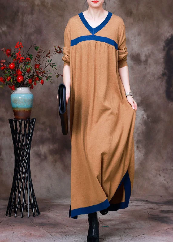 Wrap - Style Women's Lambswool Sweater Dresses in Elegant ShadesHandmade Yellow V Neck Patchwork Wool Knit Dress Long Sleeve Wrap - Style Women's Lambswool Sweater Dresses in Elegant ShadesHandmade Yellow V Neck Patchwork Wool Knit Dress Long Sleeve