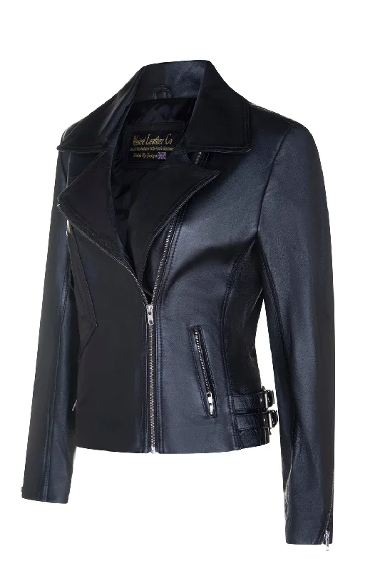 Women's double - breasted tweed jackets in classic colors for a sophisticated office lookLadies 2588 Black or Tan Fashion Biker Jacket with Unique Pockets in Soft Lambskin Women's double - breasted tweed jackets in classic colors for a sophisticated office lookLadies 2588 Black or Tan Fashion Biker Jacket with Unique Pockets in Soft Lambskin