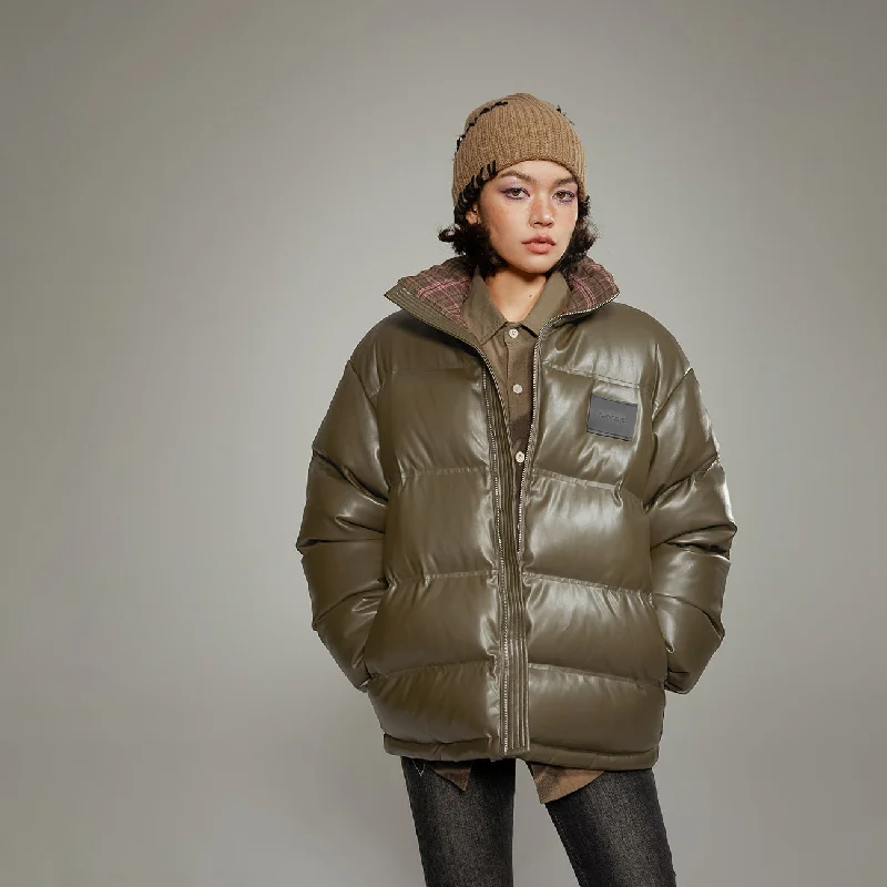 Women's double - breasted tweed jackets in classic colors for a sophisticated office lookLeather Loose Fit Short Padded Jacket Women's double - breasted tweed jackets in classic colors for a sophisticated office lookLeather Loose Fit Short Padded Jacket