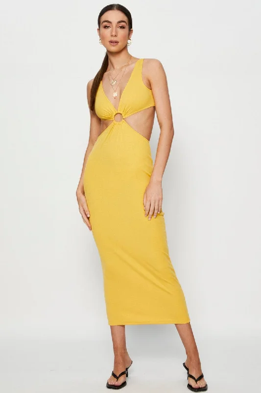 Shift Women Dress with a Simple and Classic Design for Everyday WearOrange Midi Dress Ribbed Cut Out Shift Women Dress with a Simple and Classic Design for Everyday WearOrange Midi Dress Ribbed Cut Out