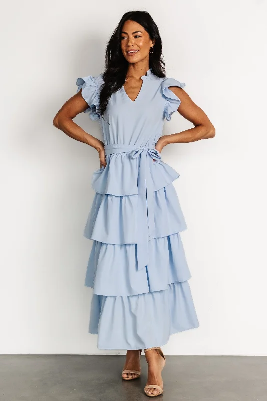 Maxi dresses with polka dot prints for a playful styleChrysanthi Tiered Dress | Light Blue Maxi dresses with polka dot prints for a playful styleChrysanthi Tiered Dress | Light Blue