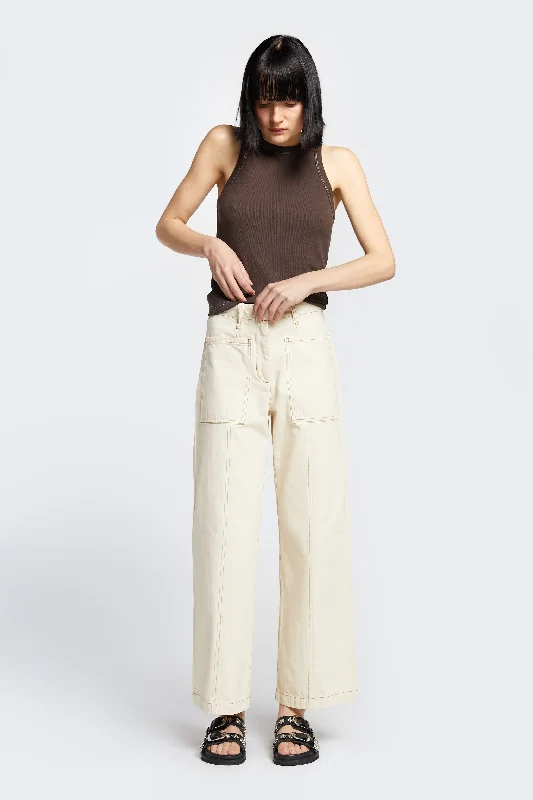 Women's pants for running Wide - leg women jeans for a modern and relaxed vibe Valence Panel Jean Ecru Women's pants for running Wide - leg women jeans for a modern and relaxed vibe Valence Panel Jean Ecru