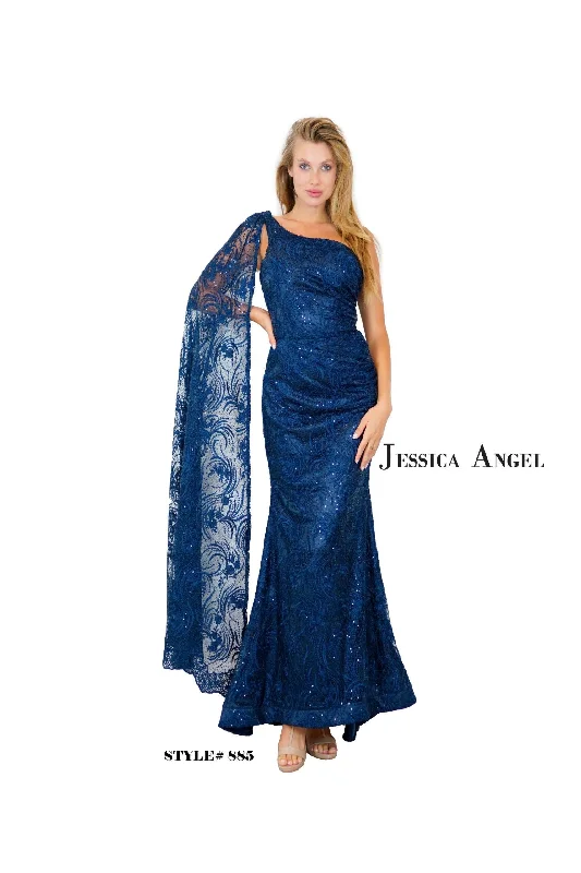 Bodycon dress with a peplum hemJessica Angel Long Formal One Shoulder Lace Gown 885 Bodycon dress with a peplum hemJessica Angel Long Formal One Shoulder Lace Gown 885