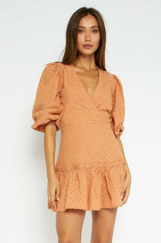 Off - the - shoulder wedding guest dresses in chiffonLoretta Aragon Eyelet Mini Dress Off - the - shoulder wedding guest dresses in chiffonLoretta Aragon Eyelet Mini Dress