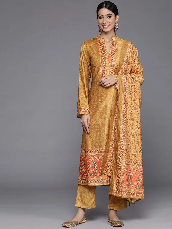 One - shoulder cocktail dresses in emerald green for a bold statementMustard Printed Velvet Straight Kurta With Dupatta One - shoulder cocktail dresses in emerald green for a bold statementMustard Printed Velvet Straight Kurta With Dupatta