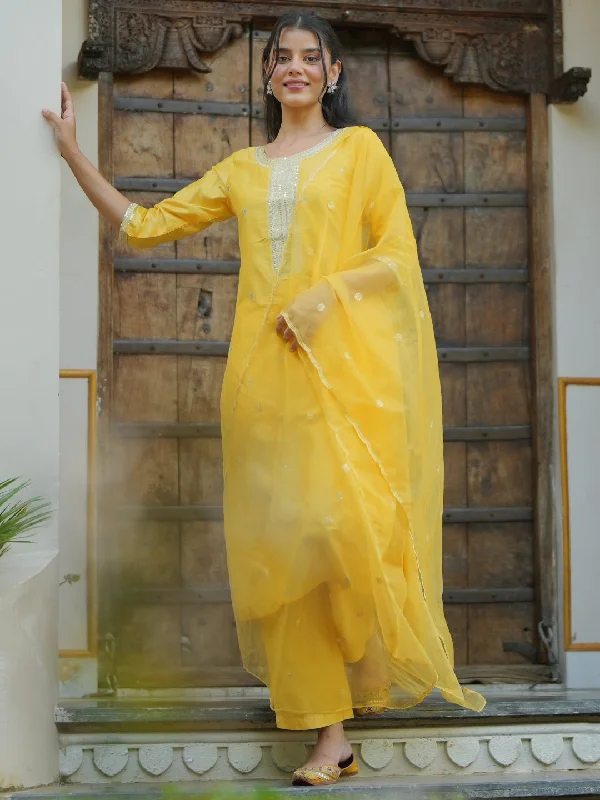Asymmetric - hem cocktail dresses in a bold color for a fashion - forward lookYellow Embroidered Silk Blend Straight Suit With Dupatta Asymmetric - hem cocktail dresses in a bold color for a fashion - forward lookYellow Embroidered Silk Blend Straight Suit With Dupatta