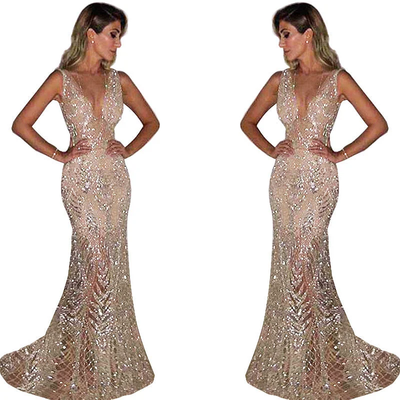 Prom dresses with ruched bodices and organza sleeves for a romantic lookLuxurious Sparkling Prom Dress V Neck Perspective Sequins Mermaid Evening Dress Party Dress Performance Clothing Prom dresses with ruched bodices and organza sleeves for a romantic lookLuxurious Sparkling Prom Dress V Neck Perspective Sequins Mermaid Evening Dress Party Dress Performance Clothing