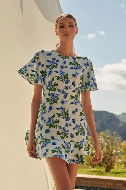 Formal dresses with ruched back panels and button - down fronts for a unique and flattering fitMagnolis Floral Flouncy Mini Dress Formal dresses with ruched back panels and button - down fronts for a unique and flattering fitMagnolis Floral Flouncy Mini Dress