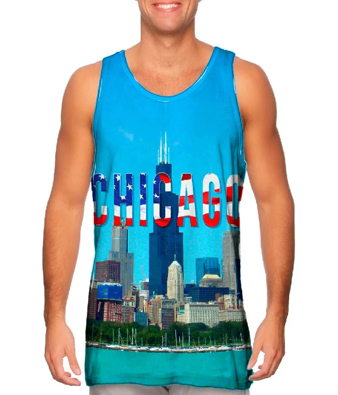 Scoop Neck Women's Linen Blend Tank Tops for SummerChicago Pride Willis Tower And Marina Scoop Neck Women's Linen Blend Tank Tops for SummerChicago Pride Willis Tower And Marina
