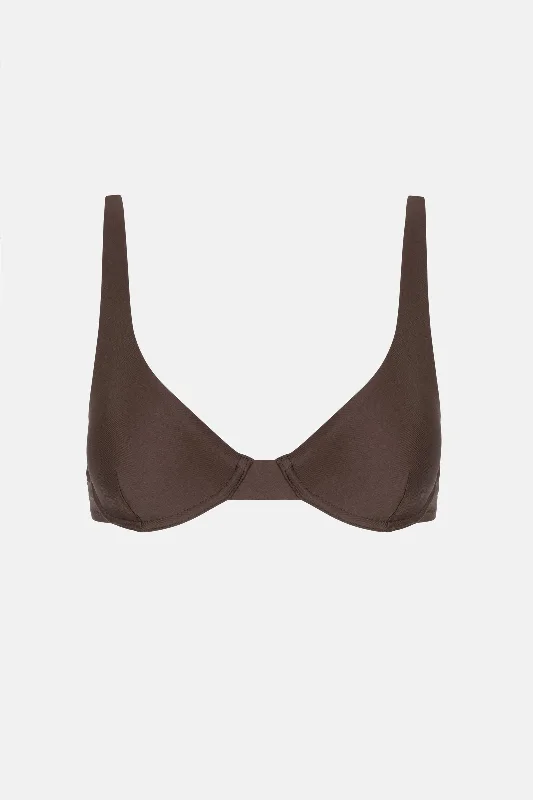 Women's Mesh - Inserted Swim Tops in Black for a Sexy and Modern Beach EnsembleClassic Underwire Top Chocolate