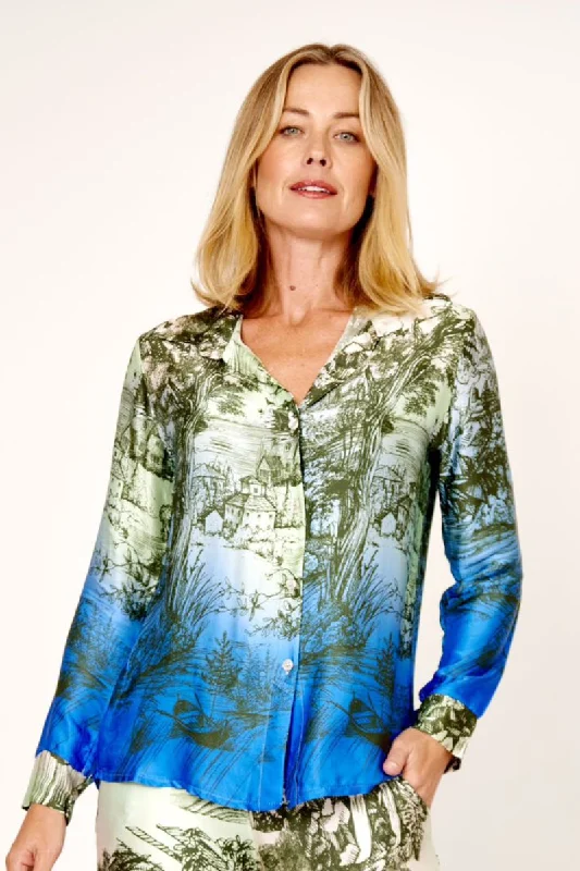Plus - size floral print cover ups for a stylish beach lookLa Strada 100% Viscose Shirt Multi Green Azure Plus - size floral print cover ups for a stylish beach lookLa Strada 100% Viscose Shirt Multi Green Azure