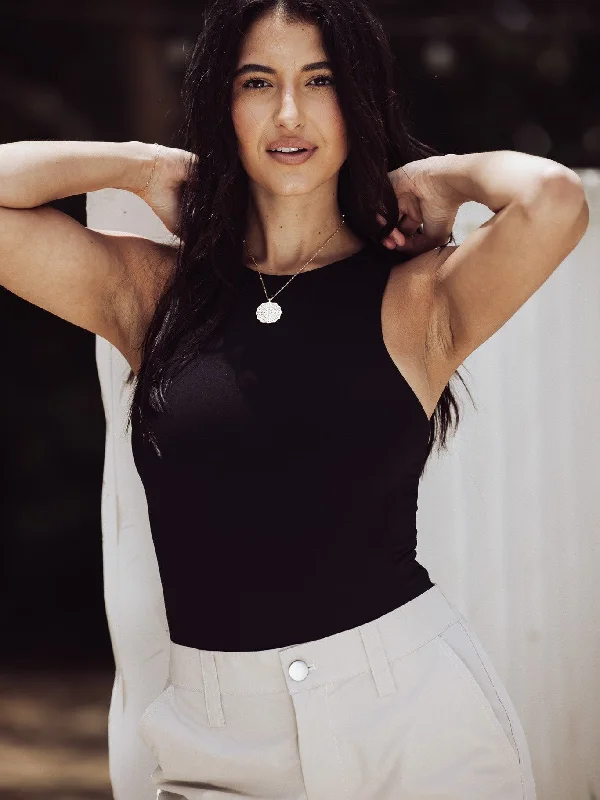 Button - Front Bodysuits with a Classic and Timeless AppealSudden Sleek Knit Sleeveless BodySuit - Black Button - Front Bodysuits with a Classic and Timeless AppealSudden Sleek Knit Sleeveless BodySuit - Black