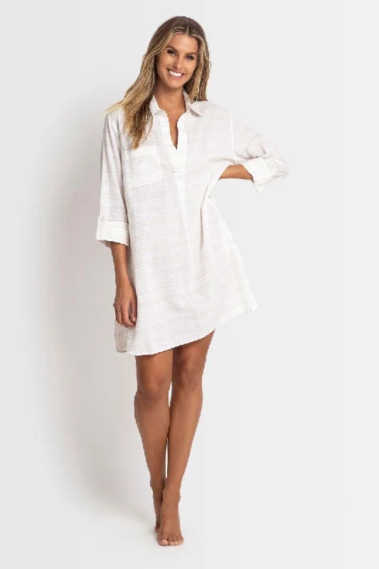 Ruffled - hem cover ups for a cute and feminine lookSunseeker SS91696 Nara Painters Shirt - White Ruffled - hem cover ups for a cute and feminine lookSunseeker SS91696 Nara Painters Shirt - White