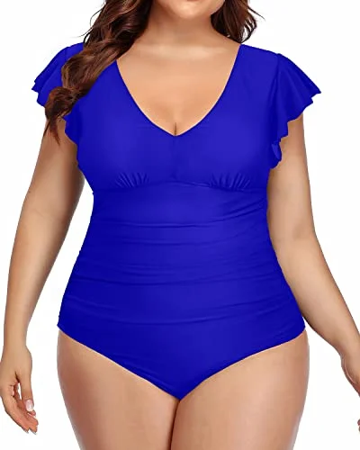Women's Sheer Paneled One - Pieces in White for a Delicate and Elegant Evening AppearanceFull Coverage Swimsuits Plus Size Tummy Control Swimsuits-Royal Blue Women's Sheer Paneled One - Pieces in White for a Delicate and Elegant Evening AppearanceFull Coverage Swimsuits Plus Size Tummy Control Swimsuits-Royal Blue